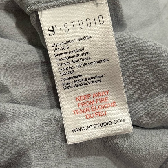 NWT SuperTrash ST Studio Blue Sheer Long Sleeve Button Down Shirt Dress Size S - Picture 5 of 10
